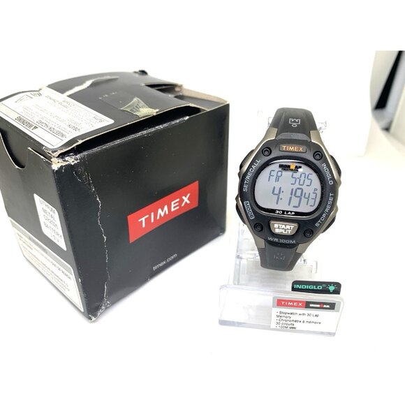 Timex Women\'s Watch T5E961 Ironman Quartz Digital Indiglo Black Rubber Band 34mm main image 5